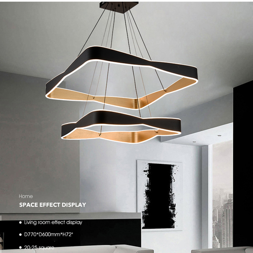 Square LED Pendant Light 23010-D02B-BK/GD
