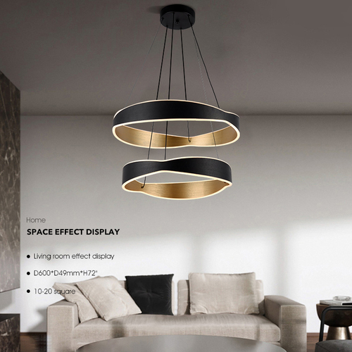 LED Round Pendant Light 23010-D02A-BK/GD